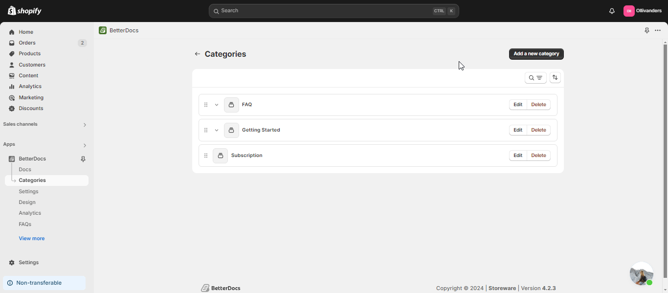 Knowledge Base in Shopify