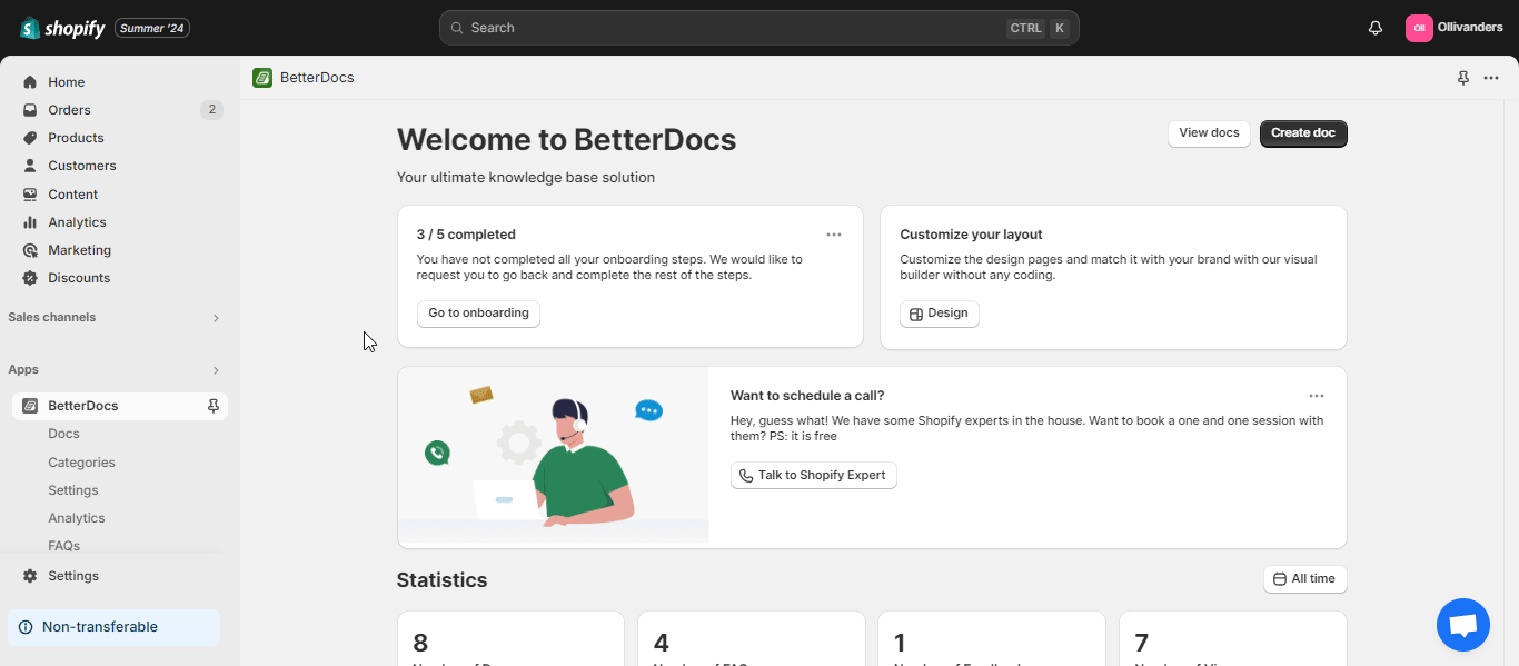 Knowledge Base in Shopify