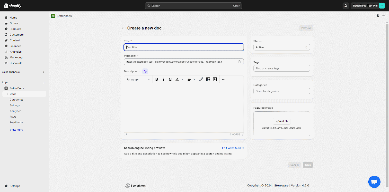 Knowledge Base in Shopify