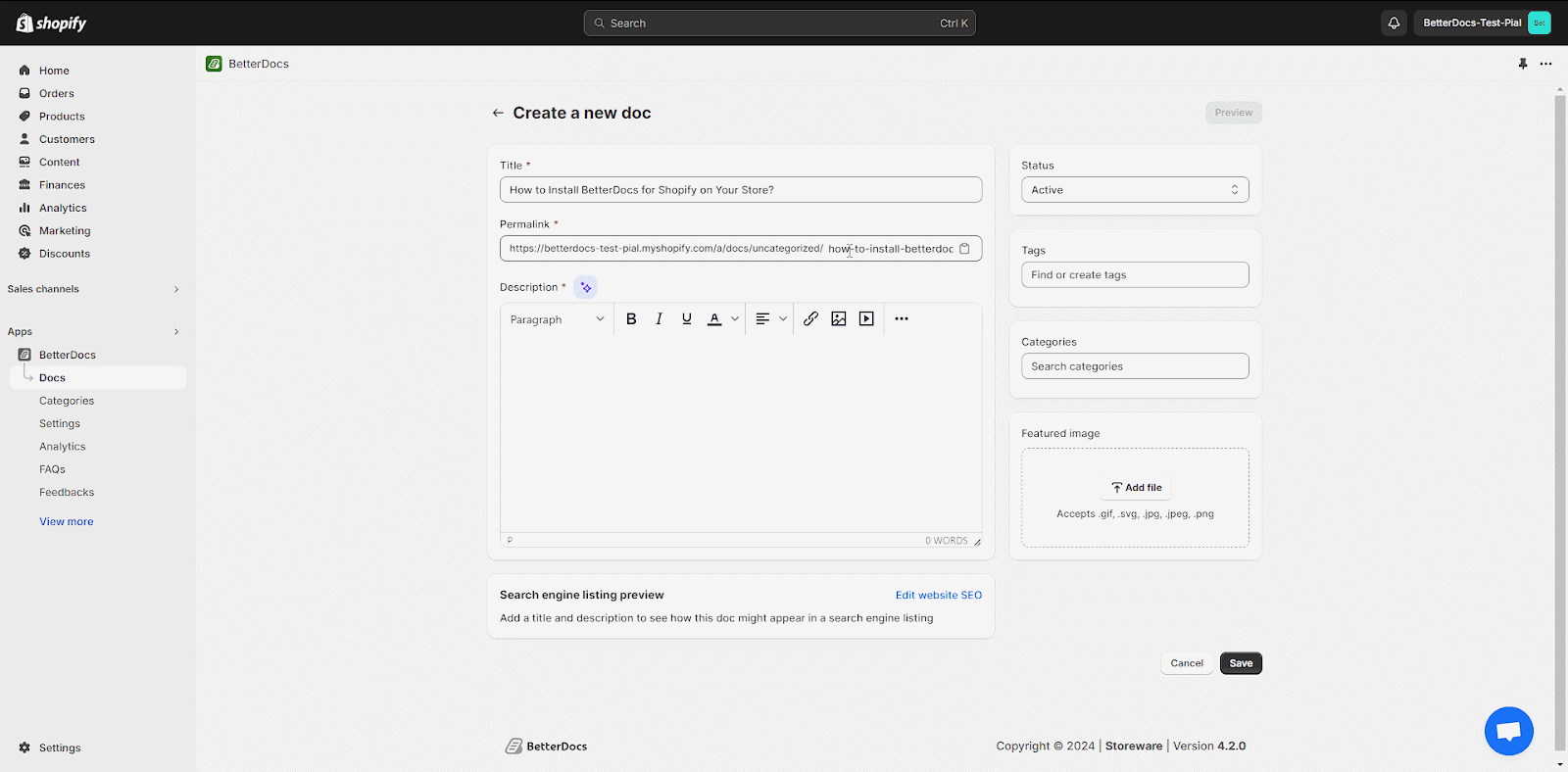 Knowledge Base in Shopify