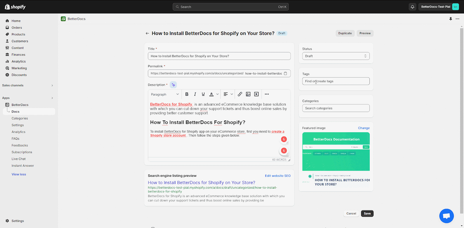 Knowledge Base in Shopify