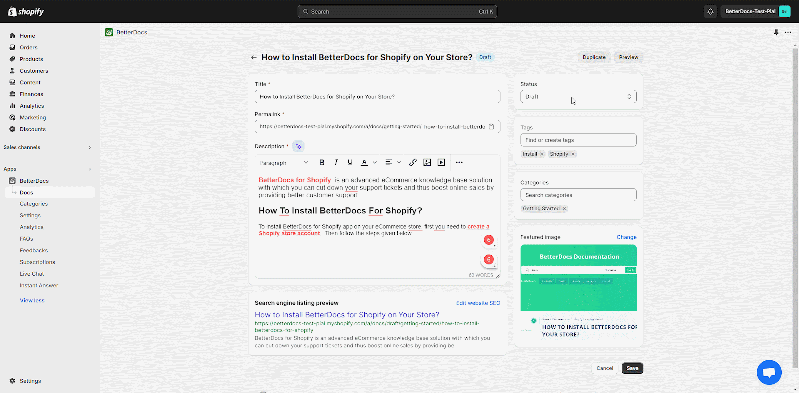 Knowledge Base in Shopify